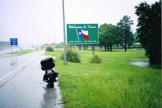 [It was still raining when I entered Texas on the second day of the trip.]