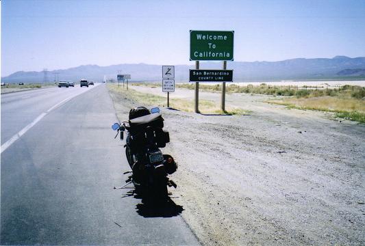 [The Welcome sign to California off of I-15.]