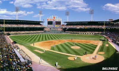 [A picture of Comiskey Park's field.]