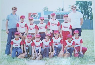 [The 1977 Braves Cedar Lake Little League Team. I'm on the back row, the last kid on the right.]