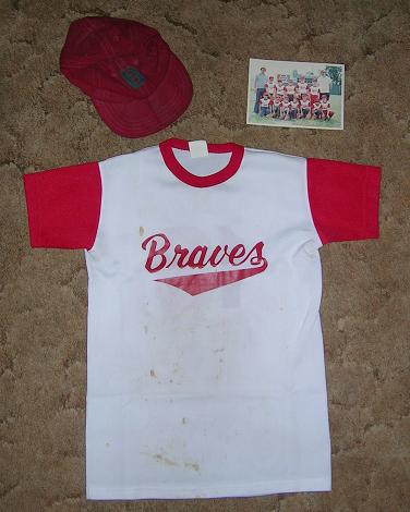 [My team picture, team jersey, and hat from 1977.]
