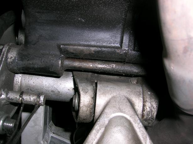 [Rear lower Pantah engine bolt showing the unshrouded section of the engine castings.]