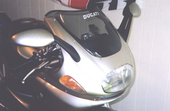 [The low-profile, Ducati-Performance windshield.]