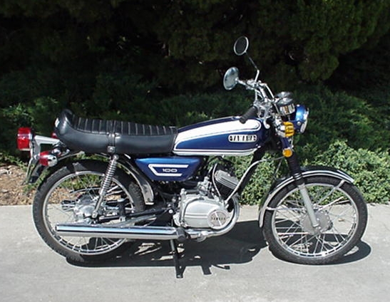 [My first street bike, a 1972 Yamaha LS2-100 two-stroke.]